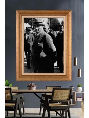 Giyense Özel Seri Altın Paspartulu Çerçeveli Atatürk Tablo J63
