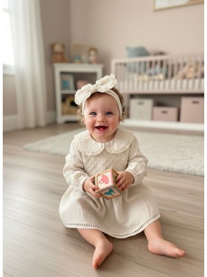 Butik Kız Bebek Toka Aksesuarlı %100 Pamuklu Elbise