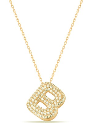 PremiumPort 925 Ayar Gümüş B Harfi Kolye, Şık ve Zarif Tasarım