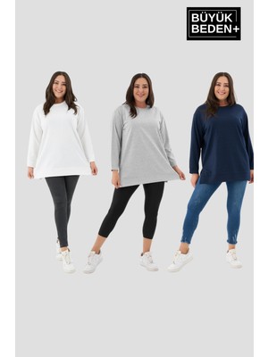 Superlife Kadın  Büyük Beden 3'lü Set Ince Sweatshırt Tunik SPR26BTK990+3