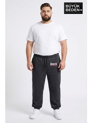 Superlife Erkek Büyük Beden Brooklyn 1970 Baskılı Paça Lastikli  Jogger Ince Eşofman Altı SPR26BEA951-3