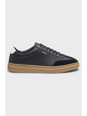 Boss Erkek Düz Taban Deri Rahat Yuvarlak Burun Bağlamalı Antrasit Sneaker 50552852-012