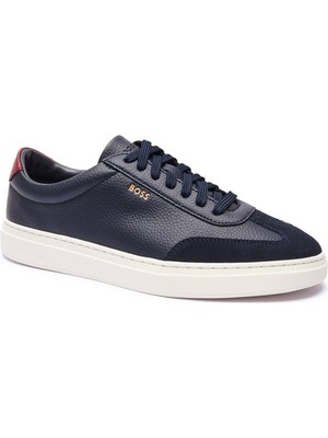 Boss Erkek Düz Taban Deri Rahat Yuvarlak Burun Bağlamalı Lacivert Sneaker 50552852-406