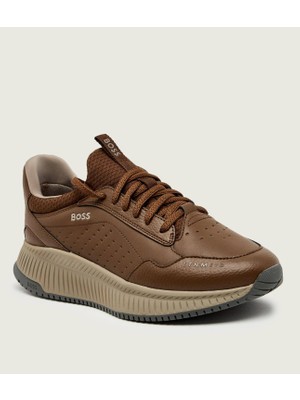 Boss Erkek Kalın Topuk Deri Bağcıklı Rahat Taban Kahverengi Sneaker 50553207-205