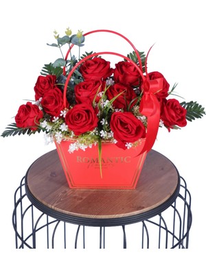 Yapay Çiçek Sitesi Yapay Çiçekli Romantic Çantalı Aranjman Model 26