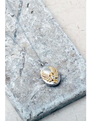 Sümer Telkari 925 Ayar Gümüş Taşlı Anka Kuşu Kapaklı Açılır Kapanır Fotoğraflık Madalyon Kolye 8086