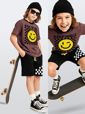 Denokids Smile Erkek Çocuk T-Shirt Şort Takım