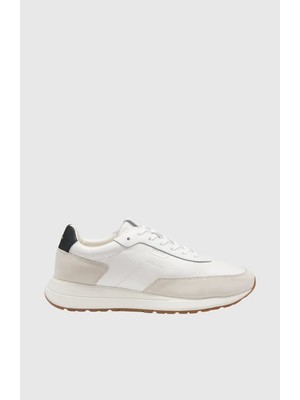 Boss Erkek Kalın Topuk Deri Bağcıklı Rahat Taban Beyaz Sneaker 50552859-122