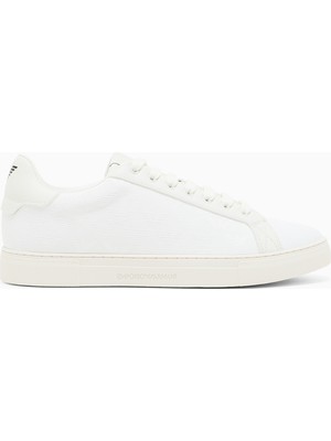 Emporio Armani Erkek Bağlamalı Orta Kalın Taban Deri Beyaz Sneaker EM003843 AF20003-M0107
