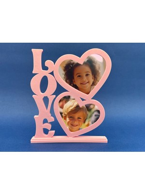 Genç 3D Aşk Temalı Çiftli Fotoğraf Çerçevesi | 2 Fotoğraflı Love Photo Frame | Sevgililer Günü Hediyesi