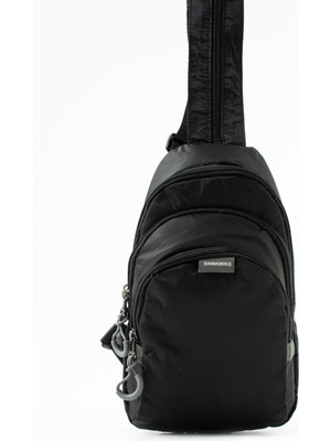 ÖZER6005-SANMORRIS Unisex Suya Dayanıklı Çapraz Askılı Çok Gözlü Fermuarlı Sırt ve Göğüs Çantası