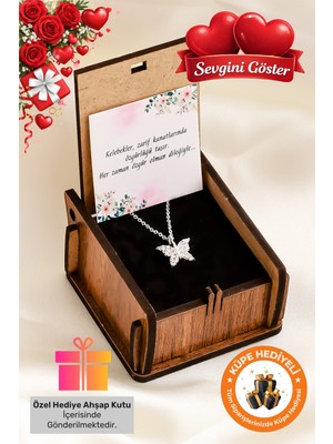 PremiumPort Sevgililer Günü Özel Tasarım Kelebekli Gümüş Kaplama Kolye