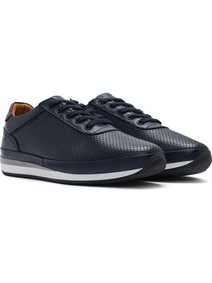 Derimod Erkek Lacivert Bağcıklı Deri Casual Sneaker 26SFD6741DI