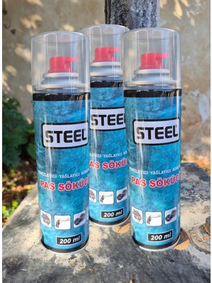 Steel Pas Sökücü Sprey 3'lü 200 ml | Temizleyici, Yağlayıcı ve Koruyucu | Sıkışmış Vida & Metal Parçalar İçin