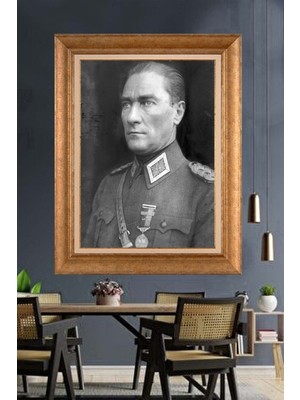 Giyense Özel Seri Altın Paspartulu Çerçeveli Atatürk Tablo J175