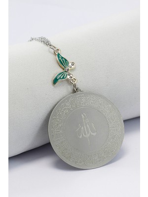 Biuti Gümüş Renkli Balon Detaylı Çift Taraflı Ayetel Kürsi Felak Nas Ihlas Araba Dikiz Ayna Süsü