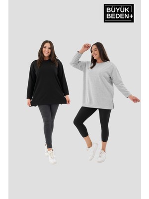 Superlife Kadın  Büyük Beden 2'li Set Ince Sweatshırt Tunik SPR26BTK990+2