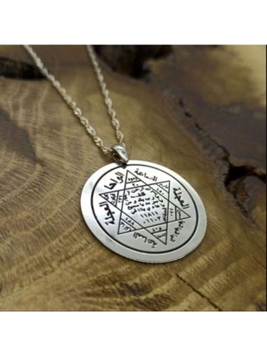 PremiumPort Şık Kadın Gümüş Kolye, Hz Süleyman Mührü, 925 Ayar Parlak Tasarım