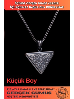 PremiumPort Muhammed Yazılı Gümüş Erkek Kolye ve Cevşen Sembollü Zincir