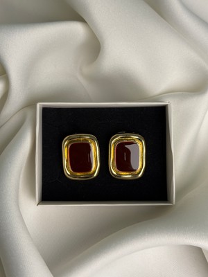 NB Steelora Kare Form Mineli Gold Renk Kadın Küpe