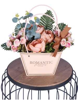 Yapay Çiçek Sitesi Yapay Çiçekli Romantic Çantalı Aranjman Model 27