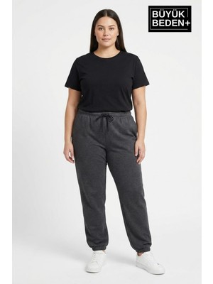 Superlife Kadın Büyük Beden Paça Lastikli Iki Iplik Rahat Kalıp Ince Eşofman Altı SPR26BEAK951