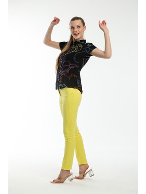 We&Me Kadın Slim Fit Likralı Yüksek Bel Jean Pantolon Günlük Rahat Kesim