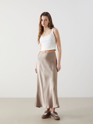 Lc Waikiki Yeni Sezon Dar Fit Yüksek Bel Saten Kadın Etek