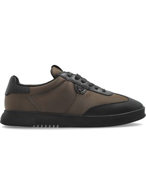 Emporio Armani Erkek Bağcıklı Bağlama Yuvarlak Burun Deri Rahat Taban Kahverengi Sneaker EM003062 AF18210-M7080