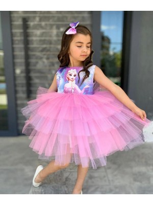 Lunas Tekstil Kabarık Tüllü Tokalı Elsa Elbise