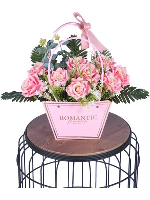 Yapay Çiçek Sitesi Yapay Çiçekli Romantic Çantalı Aranjman Model 29
