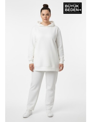Superlife Büyük Beden Kapşonlu Tunik Ince Sweatshırt  SPR26BTK991