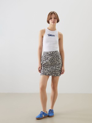 Lc Waikiki Yeni Sezon Dar Fit Leopar Desenli Mini Jean Etek