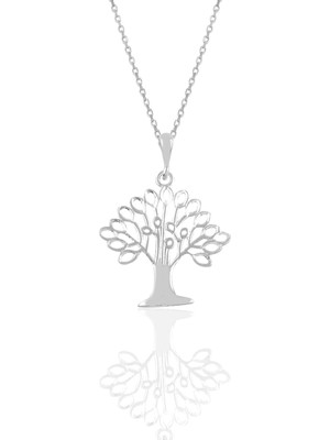 PremiumPort Gümüş Rodyumlu Ağaç Kolye, Şık ve Zarif Takı Tasarımı