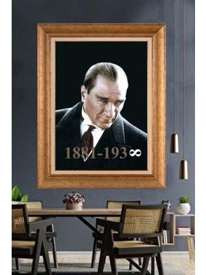 Giyense Özel Seri Altın Paspartulu Çerçeveli Atatürk Tablo J57