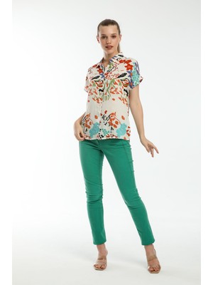We&Me Kadın Slim Fit Likralı Yüksek Bel Jean Pantolon Günlük Rahat Kesim