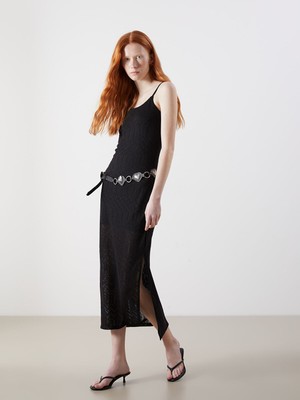 Lc Waikiki Yeni Sezon Kare Yaka Kendinden Desenli Elbise