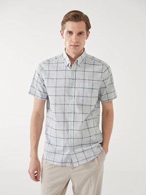 Lc Waikiki Yeni Sezon Regular Fit Kısa Kollu Ekose Poplin Erkek Gömlek