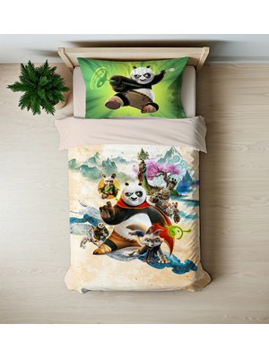 Hediyechy Kung Fu Panda Temalı Tek Kişilik Nevresim Takımı