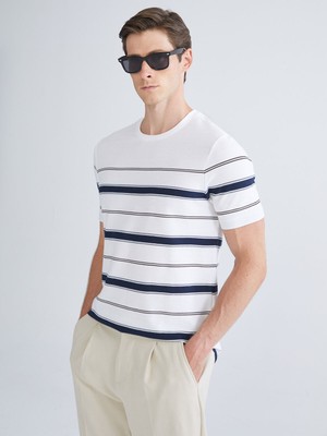 Lc Waikiki Yeni Sezon Bisiklet Yaka Çizgili Erkek Tişört