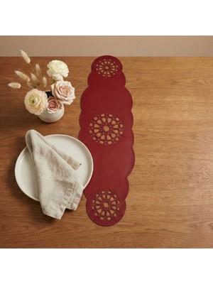 Grand Fine Art 1 Adet Deri RUNNER-40X140 Cm-Yıldız Desenli Runner