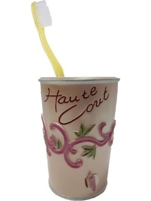 Bosphorus Diş Fırçalık,macunluk Çiçekli Poliresin 7X7X10,5CM Banyo Seti