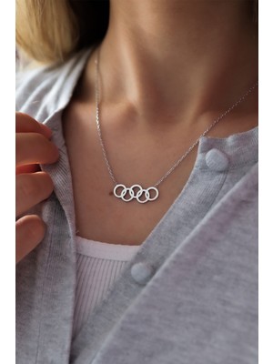 PremiumPort 925 Ayar Gümüş Olimpiyat Temalı Zarif Kolye, Şık ve Parlak Tasarım