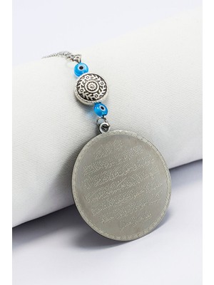 Biuti Otantik Boncuklu Yerli Üretim Çelik Ayetel Kürsi Felak Nas Ihlas Araba Dikiz Ayna Süsü 4,5cm