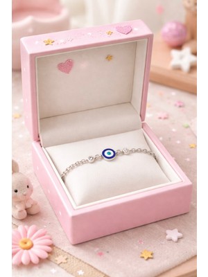 miraç gümüş takı atölyem 925 Ayar Gümüş Nazar Boncuklu Çocuk Bilekliği