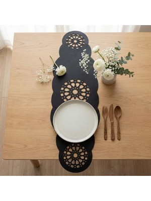 Grand Fine Art 1 Adet Deri RUNNER-40X140 Cm-Yıldız Desenli Runner