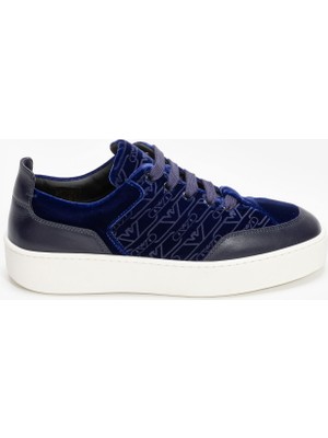 Emporio Armani Kadın Marka Logolu Rahat Taban Bağıcıklı Lacivert Sneaker X3X207 XR235-00062