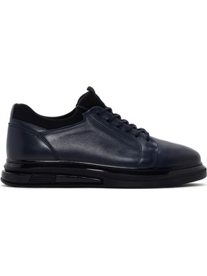 Derimod Erkek Lacivert Bağcıklı Kalın Tabanlı Deri Sneaker 26SFD674518