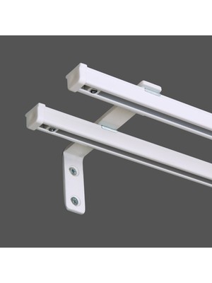 İzen Ikili Metal Rustik (120MM) Metal L Duvar Montaj Ayaklı (19MM) Alüminyum Perde Ray Takımı
