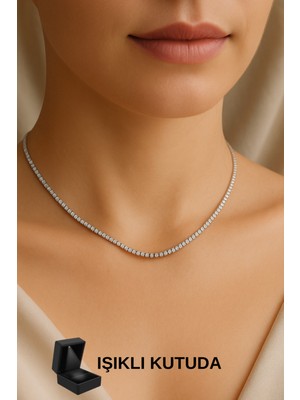 PremiumPort Işıklı 925 Ayar Gümüş Kadın Su Yolu Kolye, Şık ve Zarif Tasarım